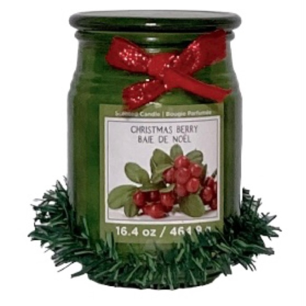 CHRISTMAS BERRY Candle Holiday Single Wick Jar with Lid 5.5 x 3.5 inches
